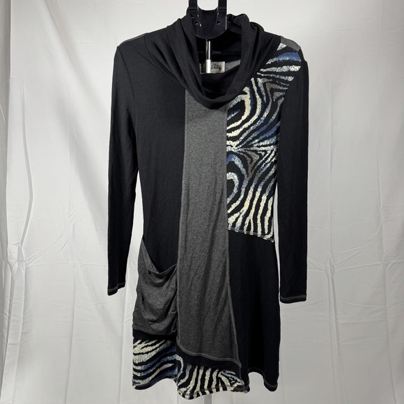 Joseph Ribkoff Women's Dress Size 8 Black Grey Patterned Long Sleeve - Picture 1 of 5